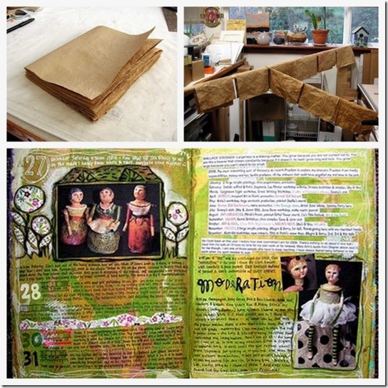 Art Journal riciclando i sacchetti del pane, un ottimo tutorial tradotto in italiano da Monica