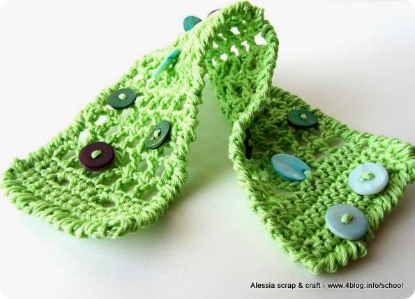 Green: un altro braccialetto crochet a rete e bottoni