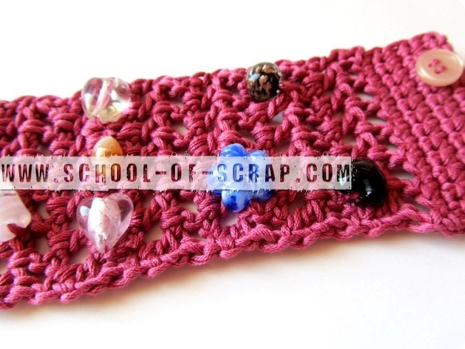 Crochet: PINK il braccialetto a rete alternata rosa antico