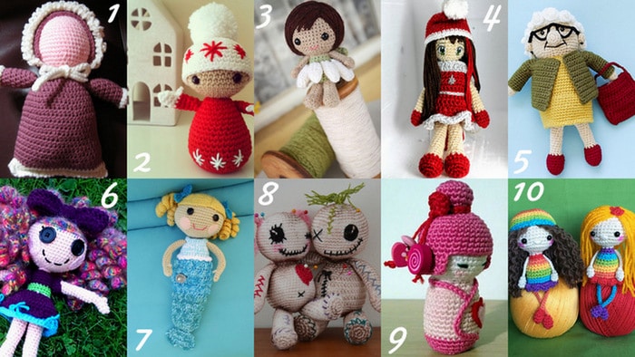 Raccolta di Idee: 10 progetti per fare bambole all'uncinetto, crochet doll