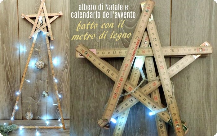 Albero di Natale calendario dell'avvento fatto con il metro di legno