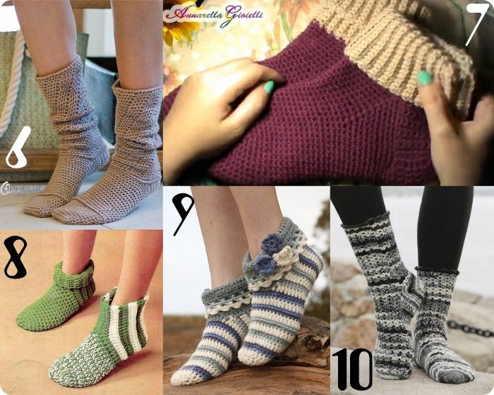 Raccolta di Idee: 10 tutorial per fare calze e calzettoni all'uncinetto