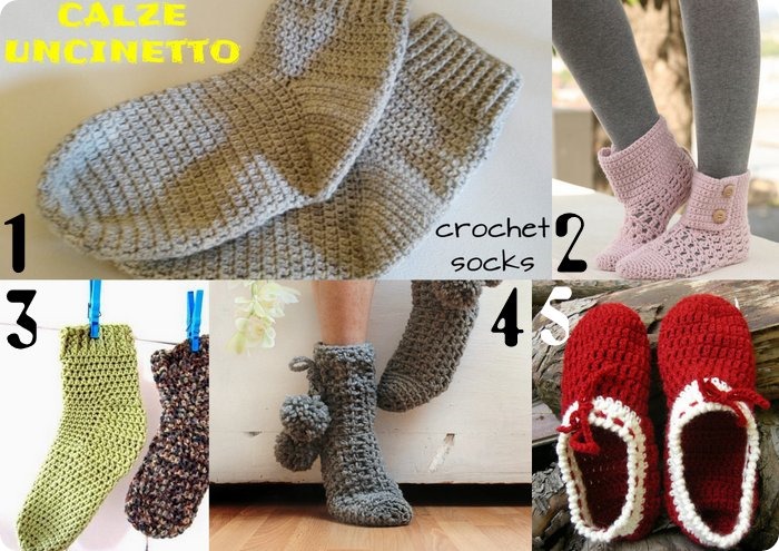 Raccolta di Idee: 10 tutorial per fare calze e calzettoni all’uncinetto