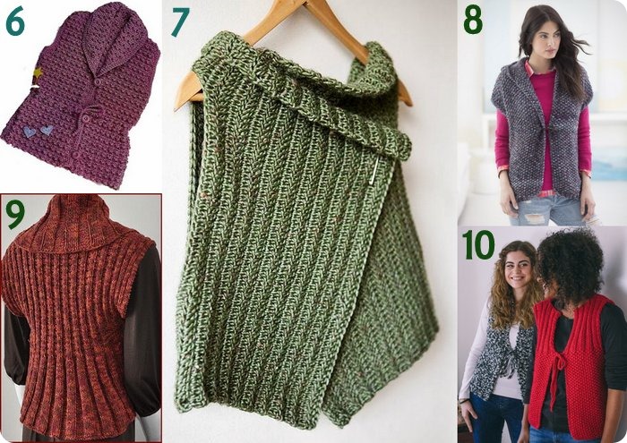 Raccolta di idee 10 progetti per fare gilet invernali a maglia e uncinetto