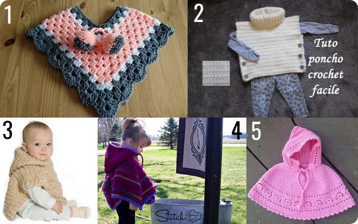 10 poncho per bambini e neonati da fare a maglia o uncinetto #RaccoltadiIdee