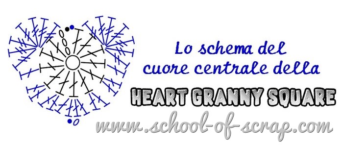 schema del cuore centrale della granny con il cuore uncinetto