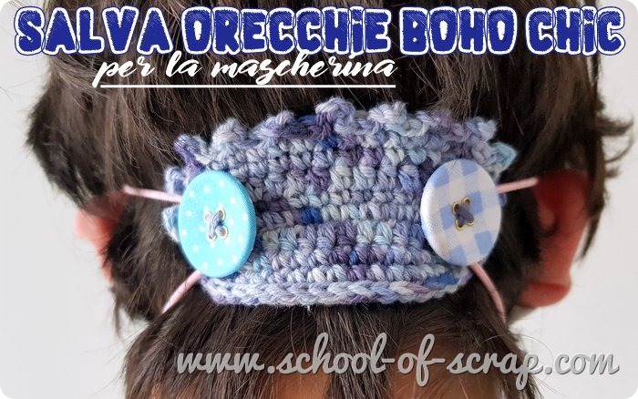 5 Salvaorecchie Uncinetto Per Mascherina, Protezione Orecchie Estensore Morbido, Fatto A Mano, Colore BLU MEDIO, Taglia M