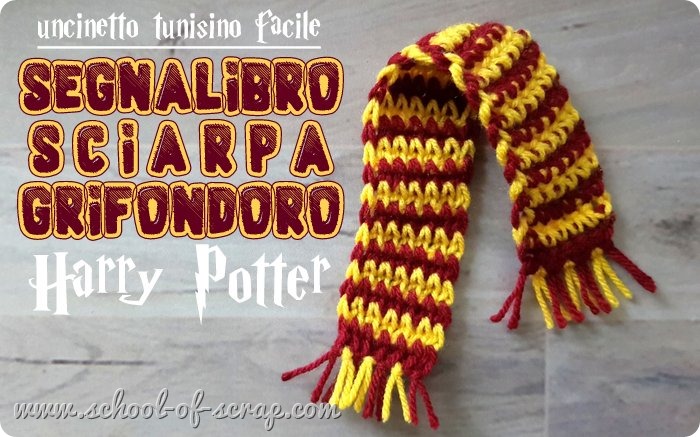 Uncinetto tunisino facile tutorial segnalibro sciarpa Grifondoro Harry Potter