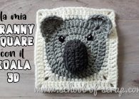 Uncinetto facile, mattonelle granny square con animali 3D: il koala