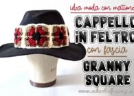 Uncinetto facile: idea regalo cappello in feltro con mattonelle granny square