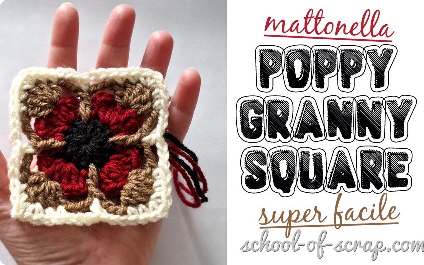 Uncinetto facile video tutorial Poppy granny square mattonella con il papavero