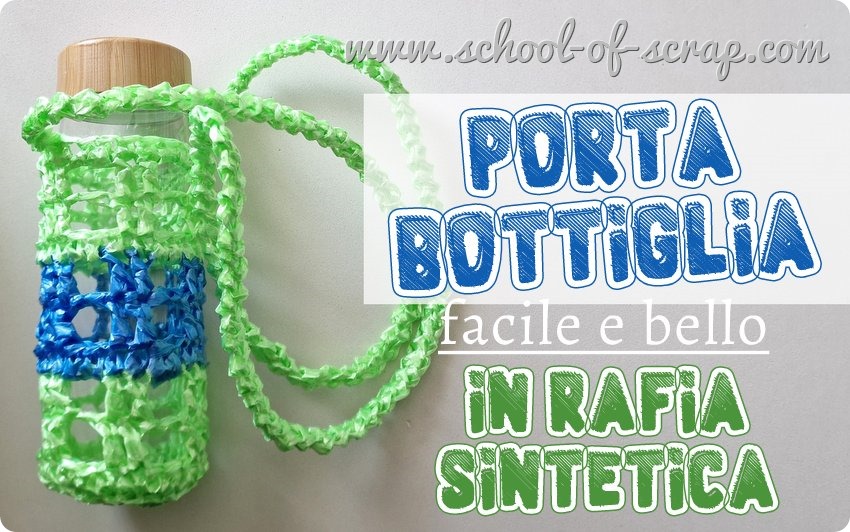 Uncinetto facile portabottiglie a tracolla in rafia sintetica idea regalo crochet