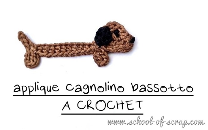 Uncinetto facile applique cagnolino bassotto con schema da fare a crochet