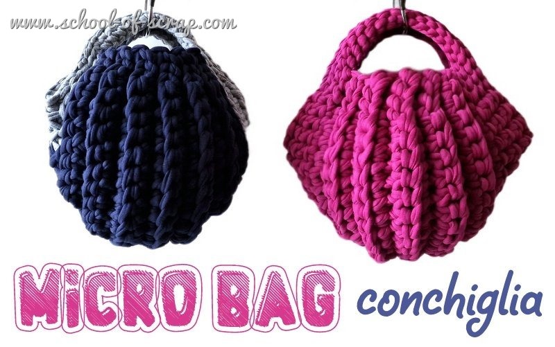 Video tutorial borsa a uncinetto con fettuccia crochet Micro Bag Conchiglia