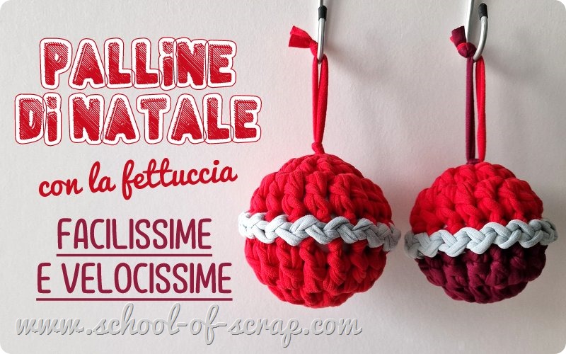 palline di natale fai da te a uncinetto, facilissime con la fettuccia